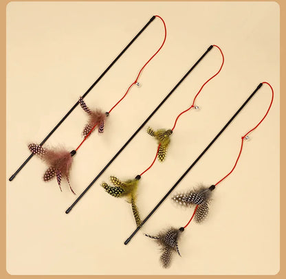 Cat Toy Feather Cats Sticks Cat Toys Interactive Double Feather Toys Cats Teasing Kitten Teaser Stick with Bell Toy Pet Products