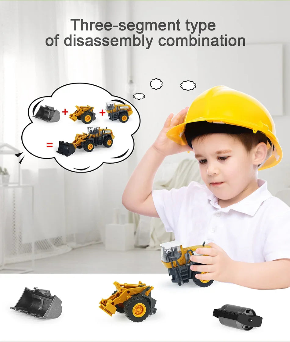 ﻿9 Styles Alloy Engineering Diecast Truck Tractor Loader Crane Excavator Toys Construction Model Vehicle Toy Car for Boys Gifts