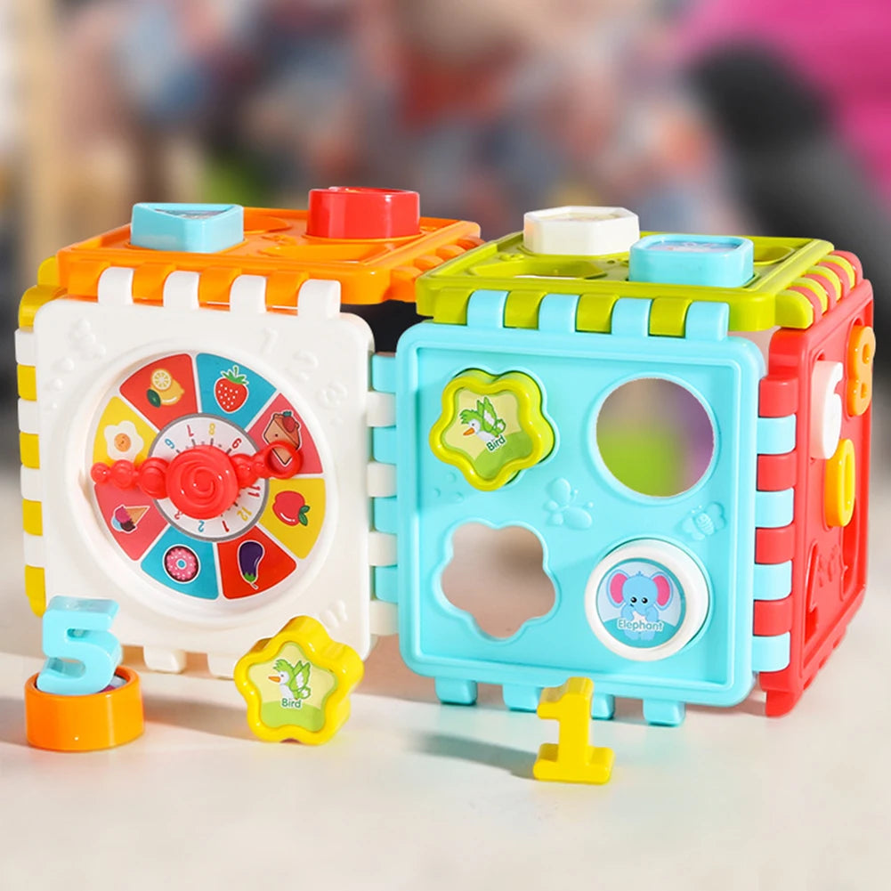 0-3 Years Baby Montessori Educational Toys Toddler Activity Cube Shape Sorting Toys Boy Girl Shape Matching Number Sorter Game