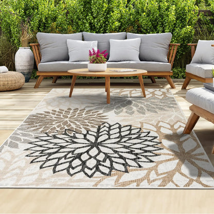 VIKAMA Outdoor Rug Modern Exotic Tropical Leaf Non Slip Area Rugs for Indoor and Outdoor Patio Deck Porch Garden Home Decoration