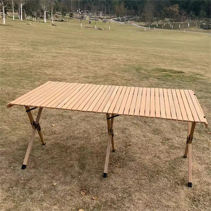 Solid Wood Folding Table Camping Wind Bar Grill Hot Pot Booth Fair  with Heightened Egg