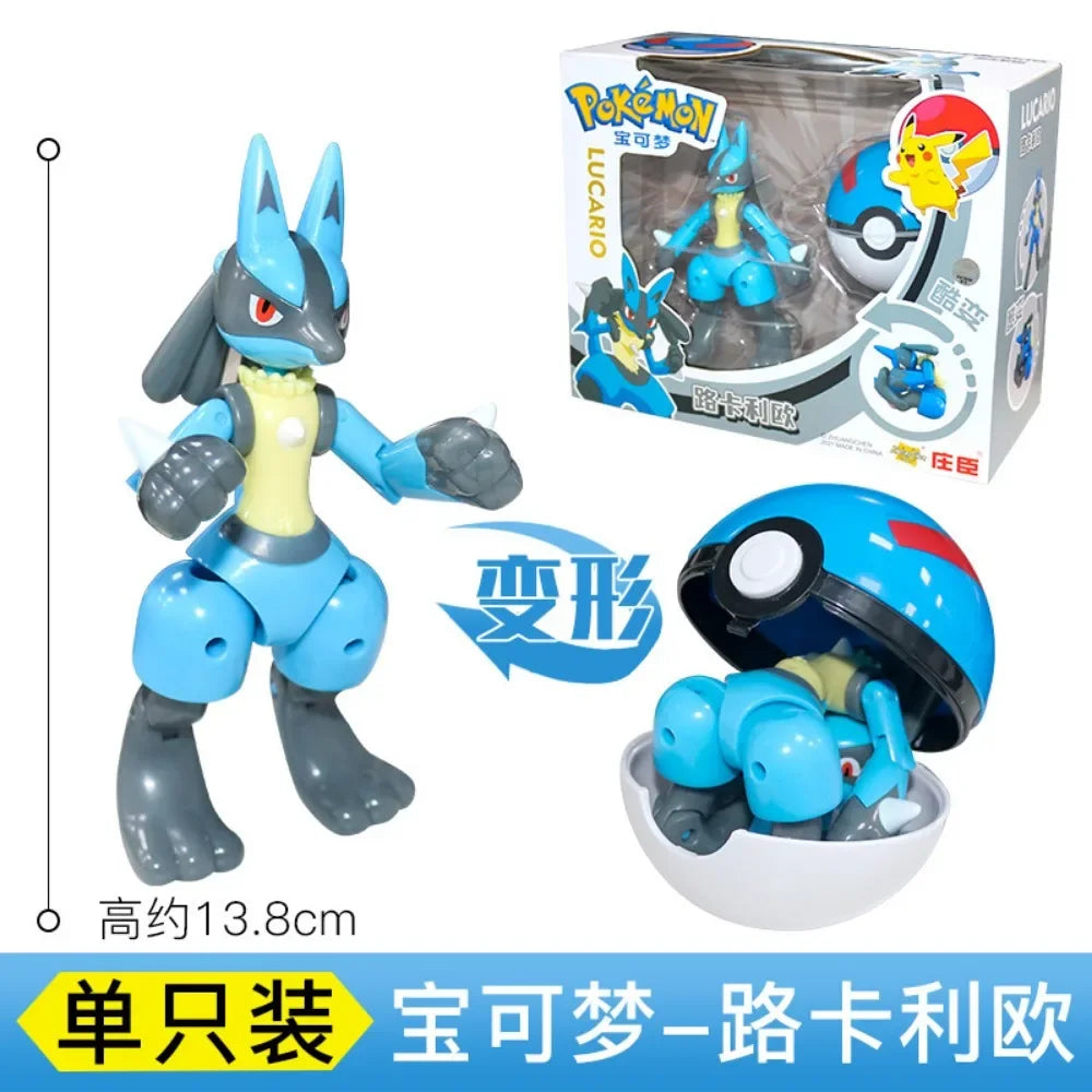 Genuine Pokemon Pikachu Mewtwo Blastoise Venusaur Gyarados Solgaleo Lunala Ball Figurine Doll Transformation Toy Birthdays Gift