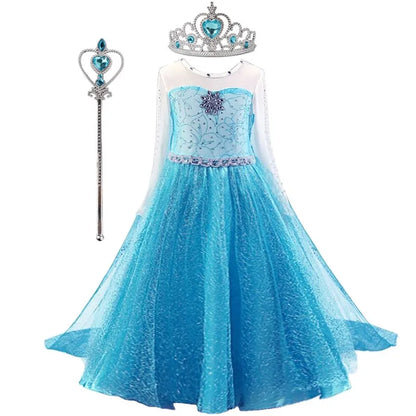 Elsa Dress for Girls 3-10 Yrs Birthday Role Elsa Princess Dress For Kids Halloween Carnival Easter Party Cosplay Girls Costume