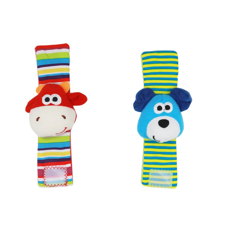 Cartoon Plush Socks Wrist Strap Rattles Baby Toys 0-12 Months Newborn Infant Kids Animal Sock Foot Finder Toy Gift Soft Rattle