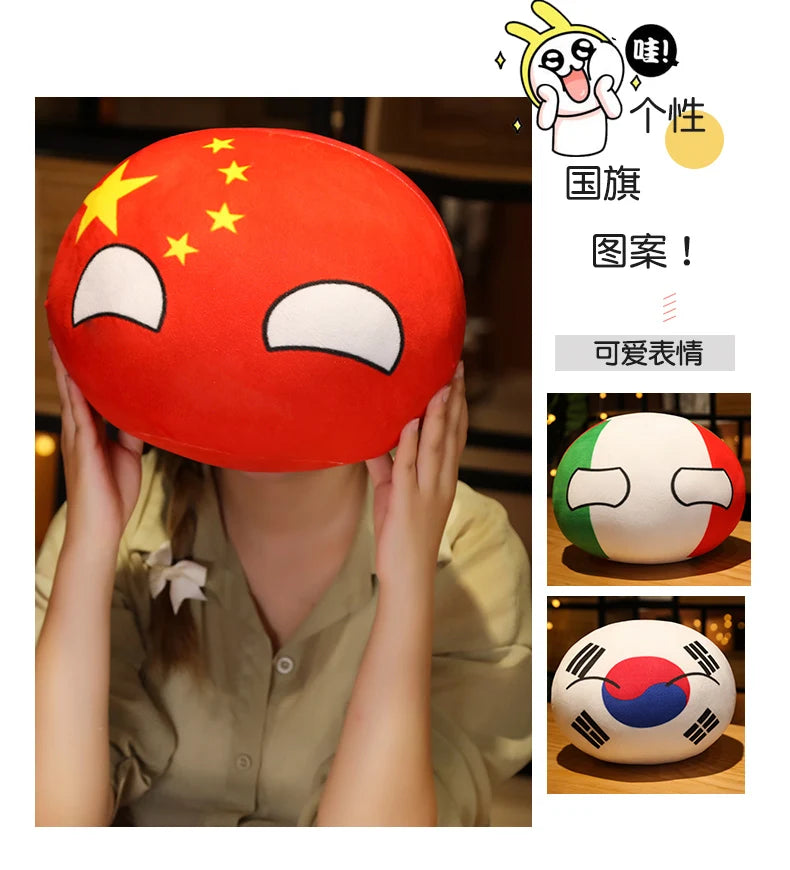 10-40cm Kawaii Countryball Plush Toy Stuffed Polandball UN USA USSR FRANCE RUSSIA UK JAPAN EU CANANDA ITA RU Sofa Pillow Pendant