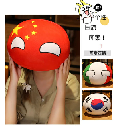 10-40cm Kawaii Countryball Plush Toy Stuffed Polandball UN USA USSR FRANCE RUSSIA UK JAPAN EU CANANDA ITA RU Sofa Pillow Pendant