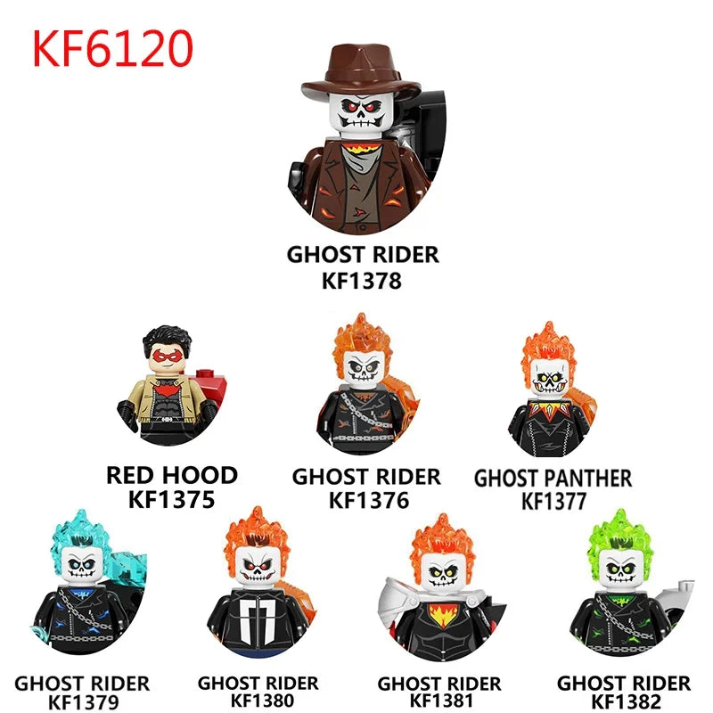 KF6120 Ghost Rider Building Blocks Cartoon Action Anime Figure Image Puzzle Assembly Toy Bricks Doll Model Children Holiday Gift