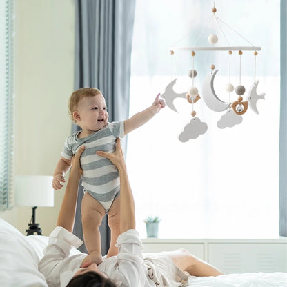 Baby Wooden Bird Shape Bed Bell Bracket Mobile Hanging Rattles Toy Hanger Baby Crib Mobile Bed Bell Toy Holder Arm Bracket Gifts