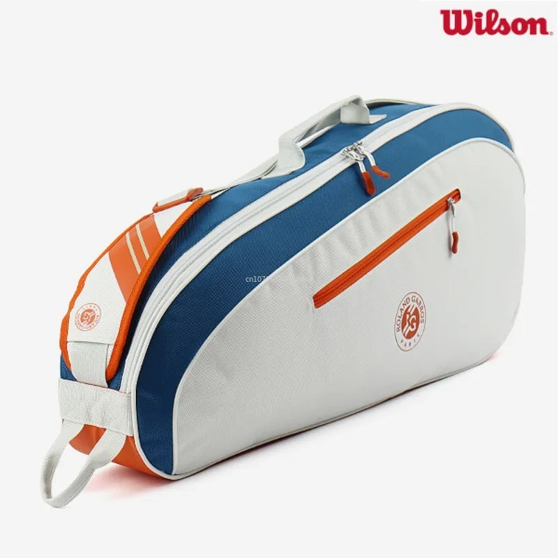 Wilson 2024 Team Roland Garros Backpack French Open Multi functional Large Capacity Orange Blue Grey Double Shoulder Tennis Bag