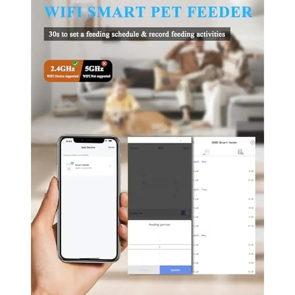 6L Automatic Pet Feeder 2 Cats 2.4G WiFi Smart Feed Dispenser Timer Cats & Dogs 1-6 Meals per Day 24 Portions 2.2KG Food Storage