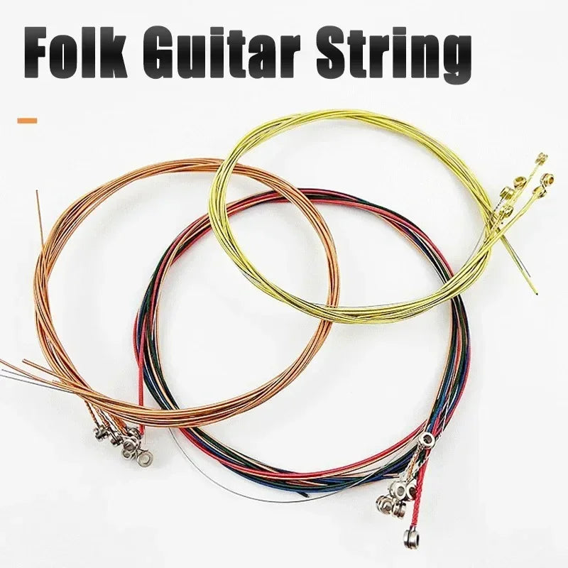 2023 New Coloured Folk Guitar String Acoustic Guitar Copper Core Strings Kit Replacement Parts Musical Instrument Accessories