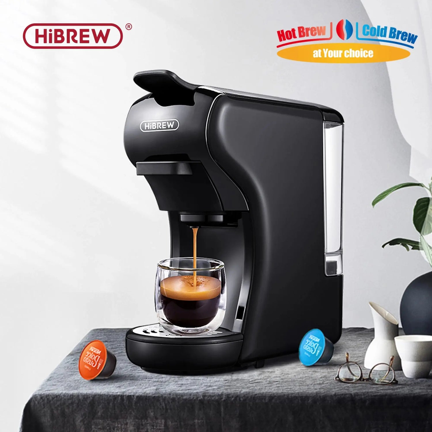 HiBREW Coffee Machine 19 Bar 4in1 Hot &amp; Cold Multiple Capsule Espresso Cafetera Pod Coffee Maker Dolce Milk Nexpresso Powder H1A