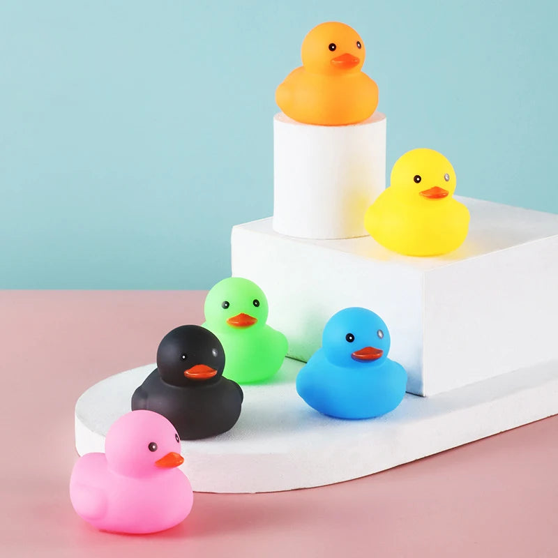 Baby Bath Toys Cute Little Yellow Duck Bath Toys Bathroom Bath Swimming Water Toys Soft Floating Rubber Duck Squeeze Sound Toys