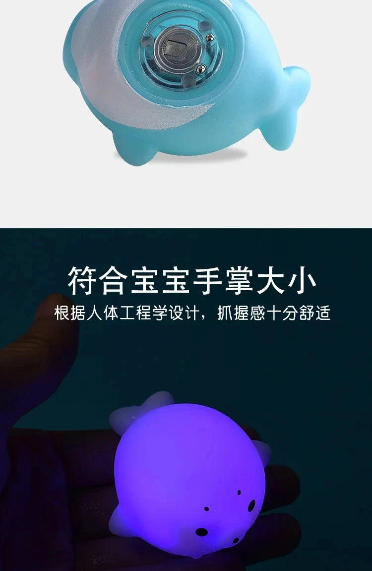 Baby Cute Animals Bath Toy Swimming Water LED Light Up Toys Soft Rubber Float Induction Luminous Frogs for Kids Play Funny Gifts