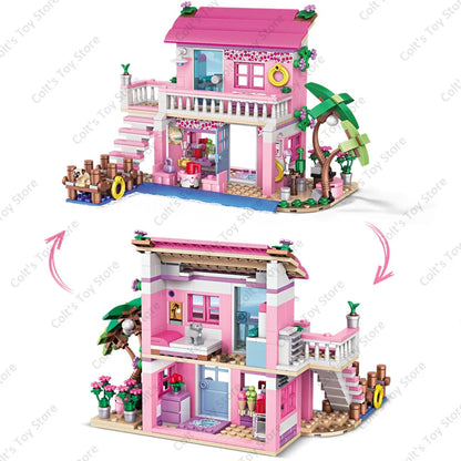 2024 Classic Seaside Villa Friends House Building Blocks Girl&