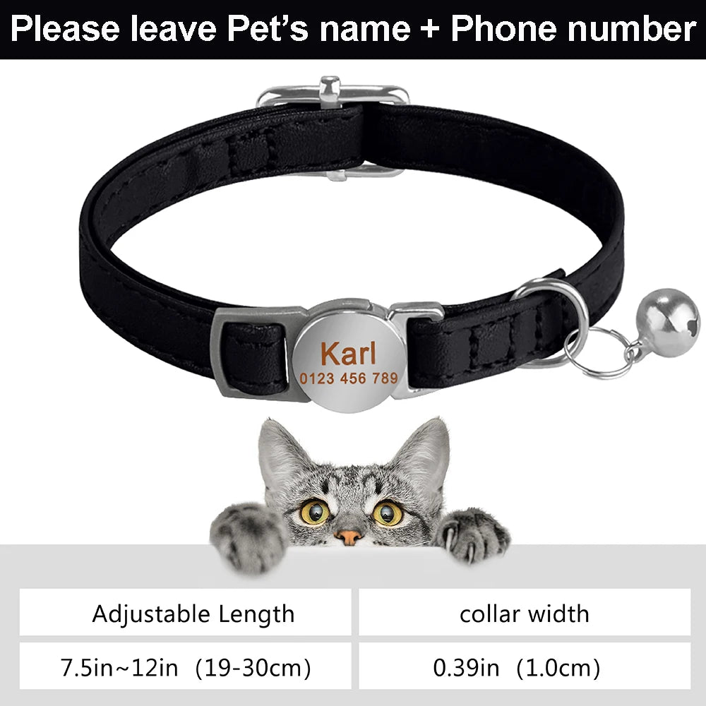 Personalized Engraved Leather Dog/Cat Collar