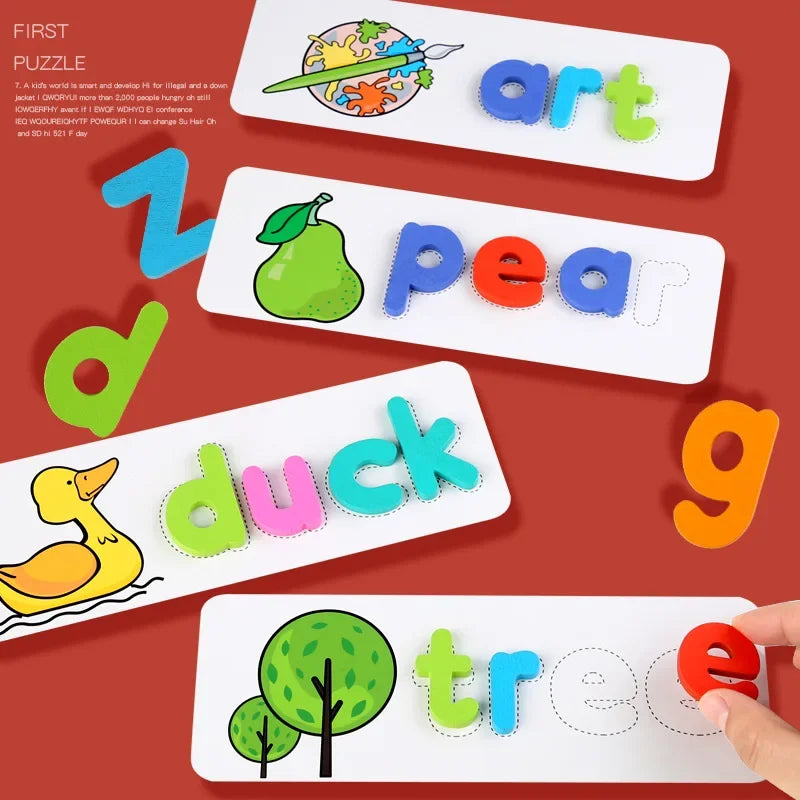 Children Puzzle Wooden Spelling Word Kid Letter Game 26 Letter Recognition Alphabet Toddler Early Educational Toy Cognition Prop