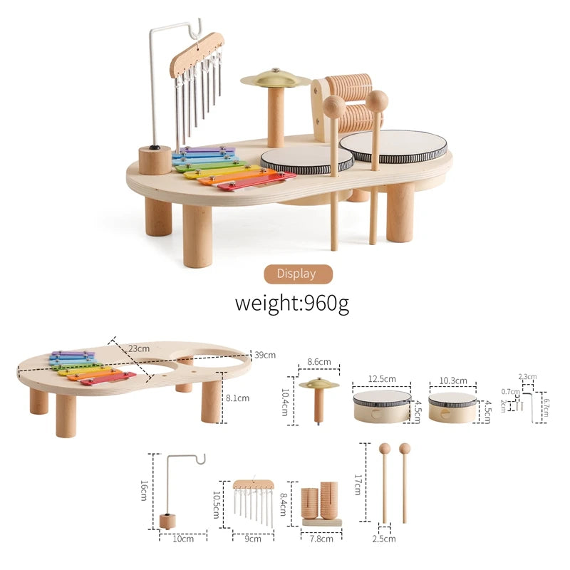 Baby Wooden Montessori Toys Bandstand Model Removable Set Mobile Drum Children Puzzle Learning Toys For Newborn Birthday Gift