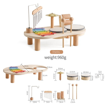 Baby Wooden Montessori Toys Bandstand Model Removable Set Mobile Drum Children Puzzle Learning Toys For Newborn Birthday Gift