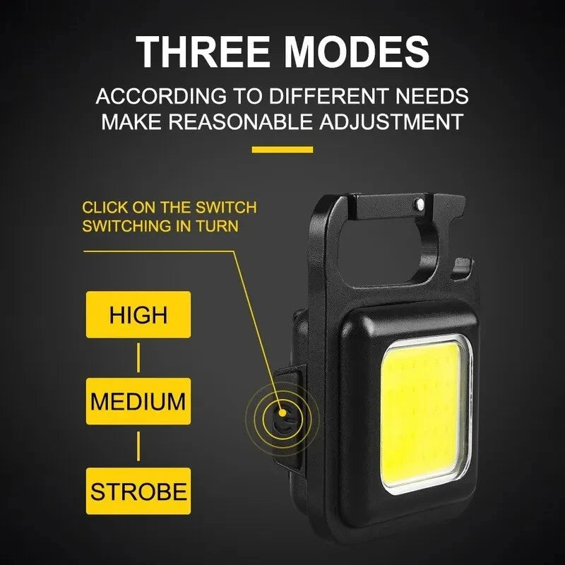 1-5PCS Mini LED Flashlight Portable COB Keychain Work Lights 500LM USB Charging Waterproof For Outdoor Walking Camping Lighting