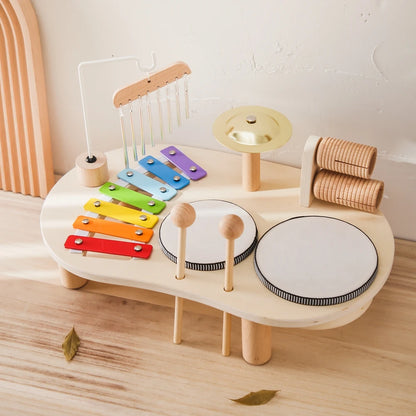 Baby Aeolian Bells Rattle Montessori Educational Toys Children Musical Toys Kids Drum kit Music Table Wooden Musical Instruments