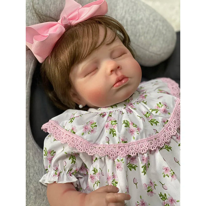 48cm Cute Baby Doll LouLou with Hand Rooted Hair Cotton Body  Sleeping Baby Doll 3D Painting with Visible Veins