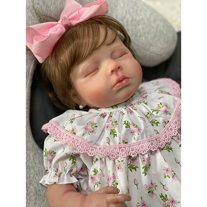 48cm Cute Baby Doll LouLou with Hand Rooted Hair Cotton Body  Sleeping Baby Doll 3D Painting with Visible Veins