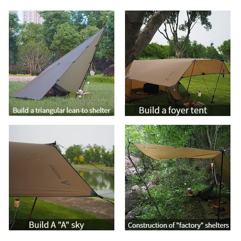 ASTA GEAR 3*3m 4*4m tarp outdoor camping Ultralight survival bushcraft sun shelter shade awning waterproof beach tent