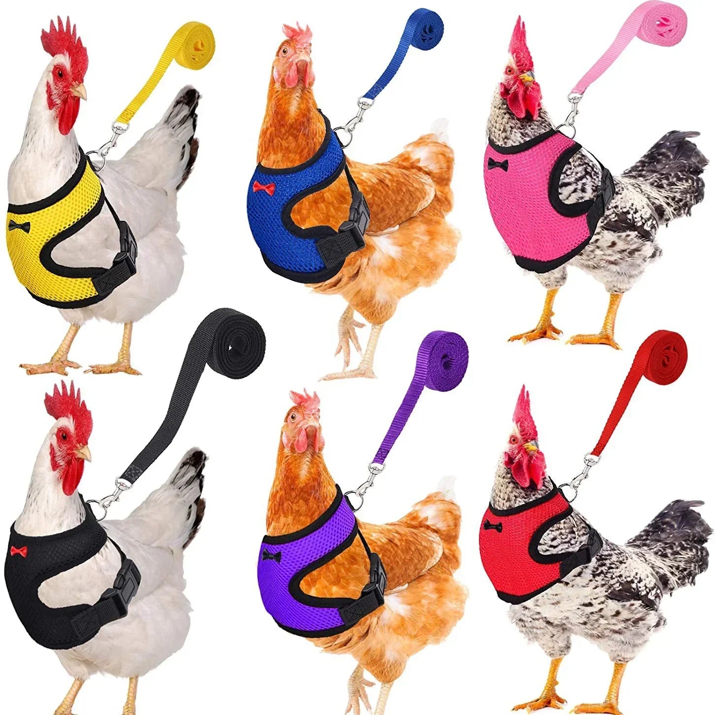 NEW Fashion Chicken Duck Vest Hen Belt Pet Harness Matching Collars Bow Comfortable Leads Breathable Poultry Supplies