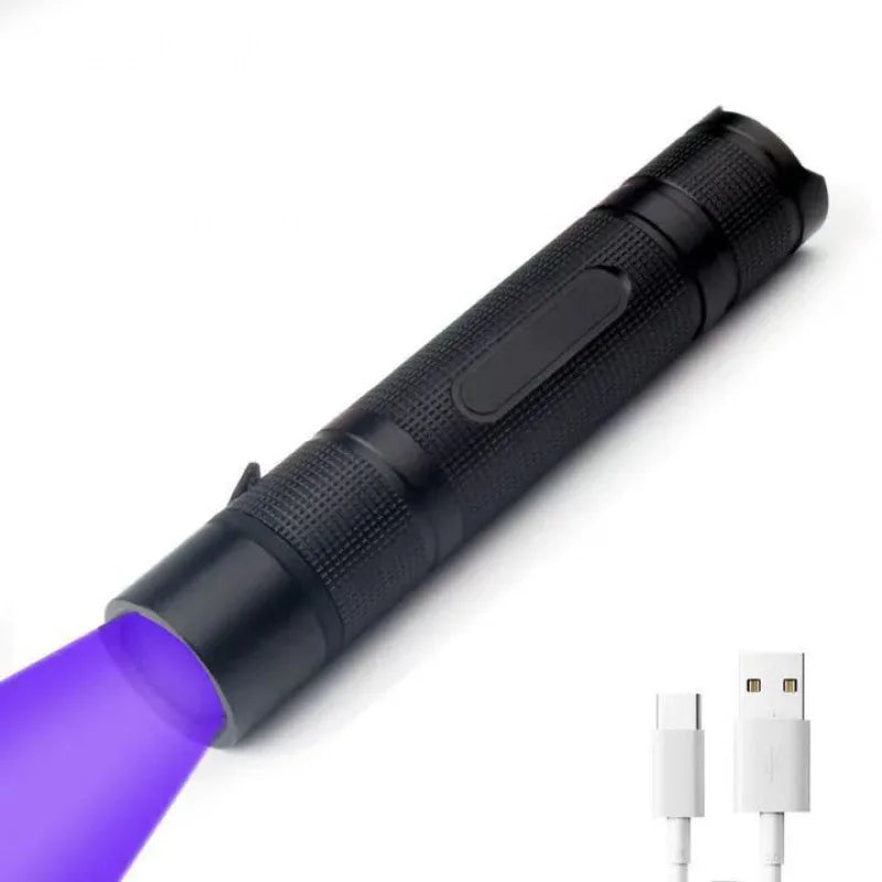 USB Rechargeable LED UV Flashlight Ultraviolet Lamp Torch Purple Light Pet Moss Detector For Cat Dog Stains Bed Bug Moldy Food