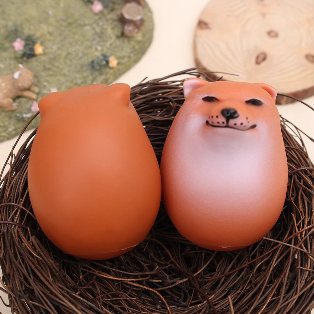 Creative Dog Egg Pinch Le Cute Simulation Chai Dog Egg Sponge Squeeze Rebound Toys Children Adult Decompression Props