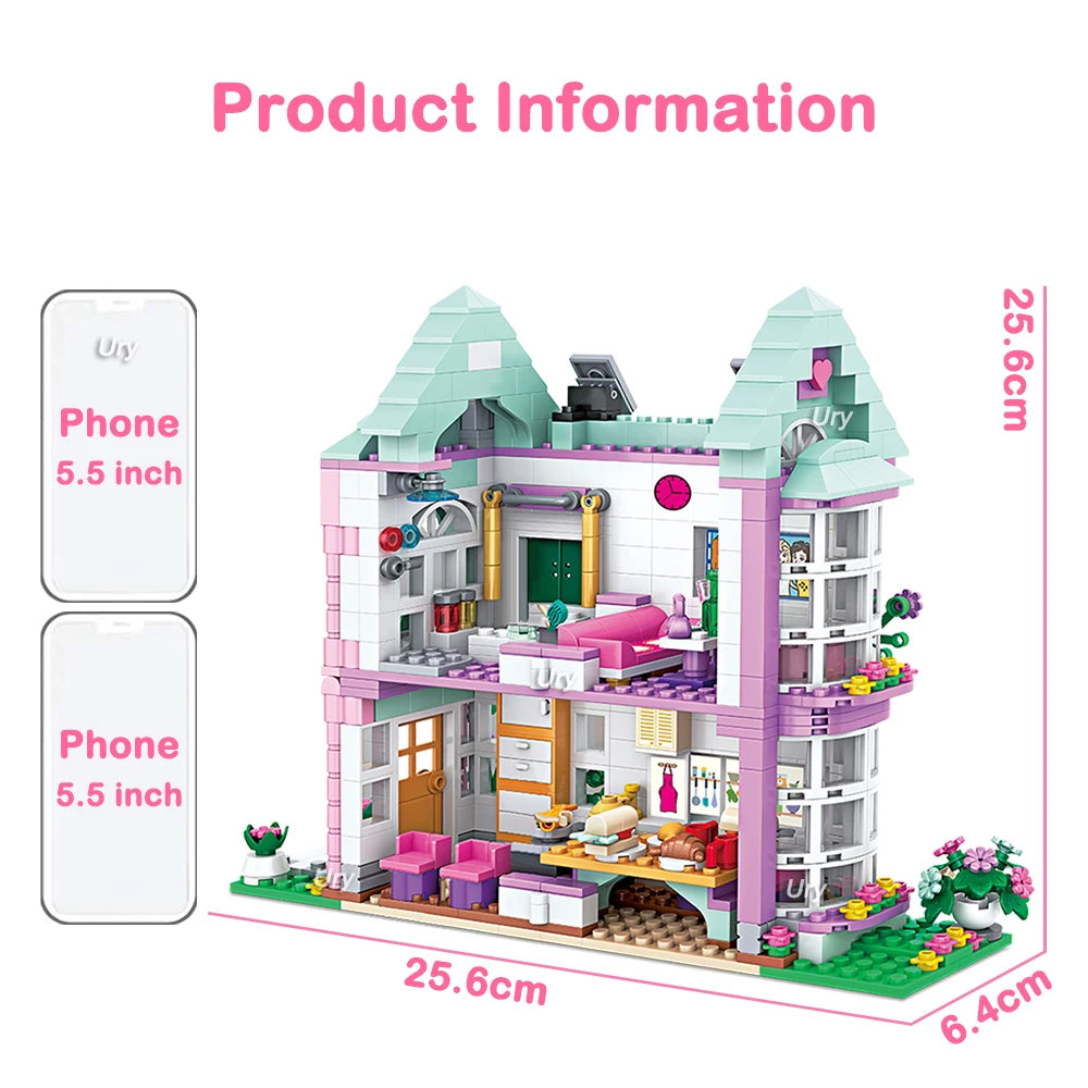 Friends City House Summer Holiday Villa Castle Building Blocks Sets Figures Swimming Pool DIY Toys for Kids Girls Christmas Gift