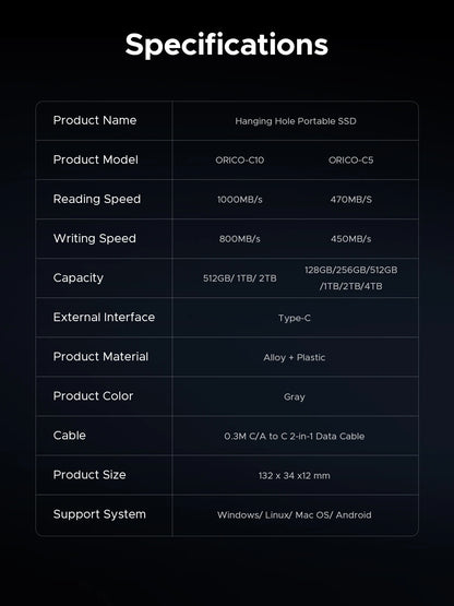 ORICO C10 1TB External SSD Hard Drive