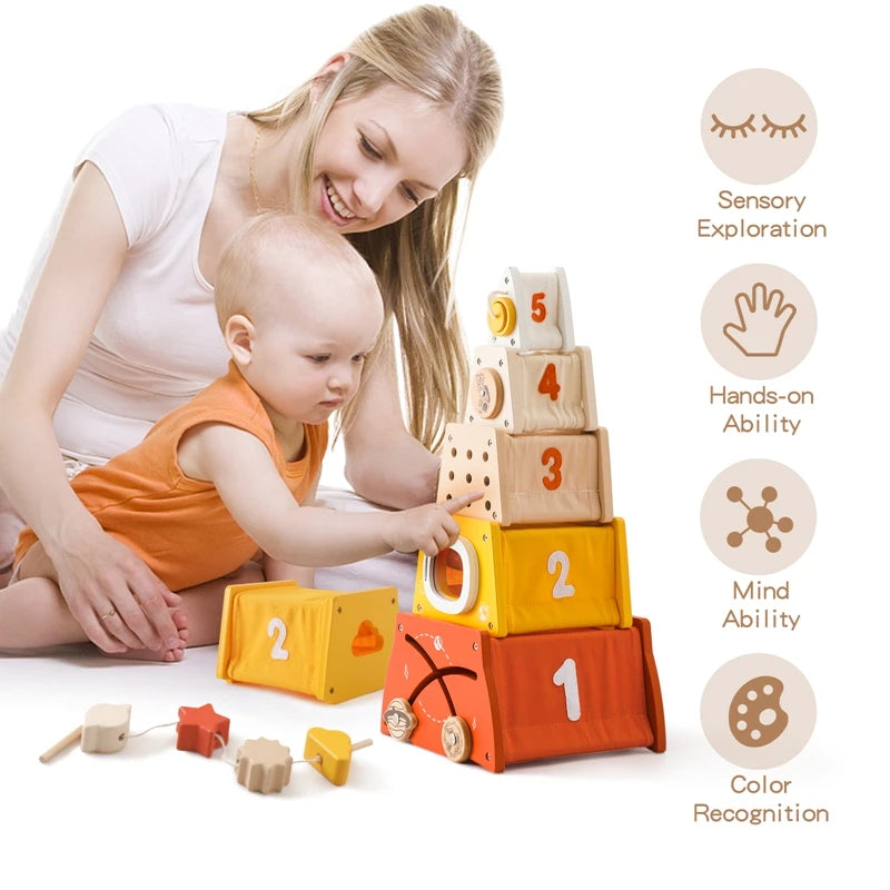 Wooden Baby Animal Balance Board Threading Toys Wooden Seesaw Stacking Toys Blocks Board Games Montessori Educational Baby Gifts