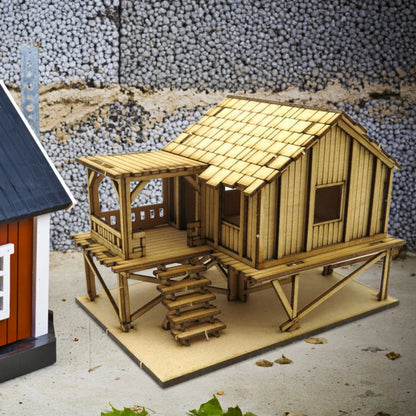 1/72 Wooden Cabin Hobby Toys Wooden 3D Puzzle House Architectural Scene for Accessory Model Railway Micro Landscape Layout Decor