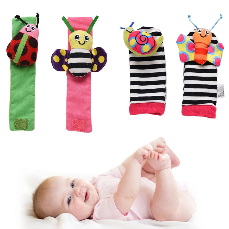 Cartoon Plush Socks Wrist Strap Rattles Baby Toys 0-12 Months Newborn Infant Kids Animal Sock Foot Finder Toy Gift Soft Rattle