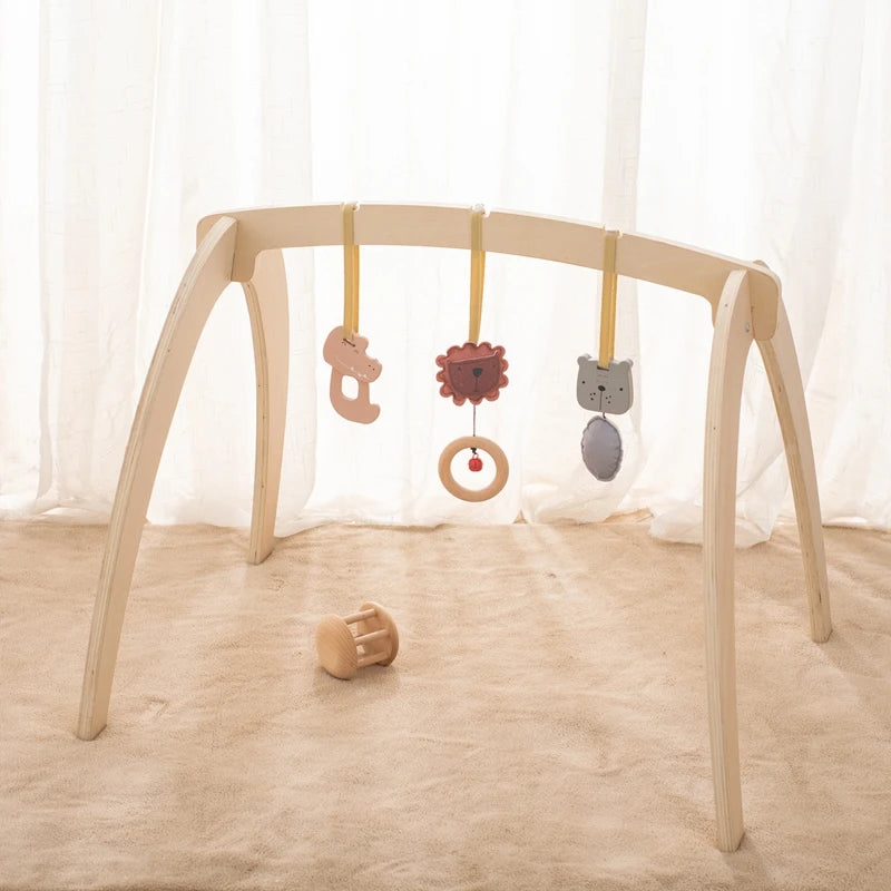 1Set Baby Wooden Rattle Toys Play Gym Mobile Hanging Sensory Toys Foldable Play Gym Frame Activity Gym Baby Holder Bracket Gifts