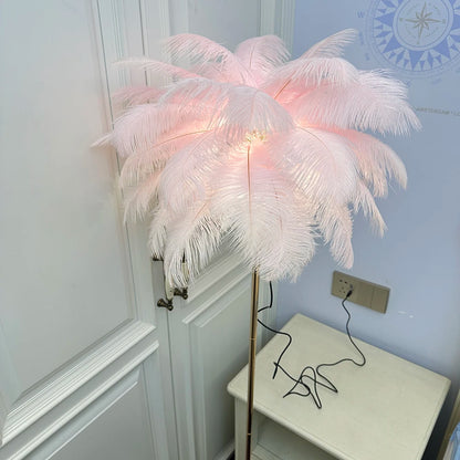 Rechargeable ostrich feather floor lamp Bar light Bedroom decorative light Romantic wedding creative wedding lighting