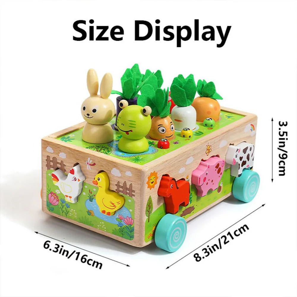 Wooden Shape Assortment Matching Children Toys Animals Game Cart Montessori Education Building Blocks Kids Christmas Gifts