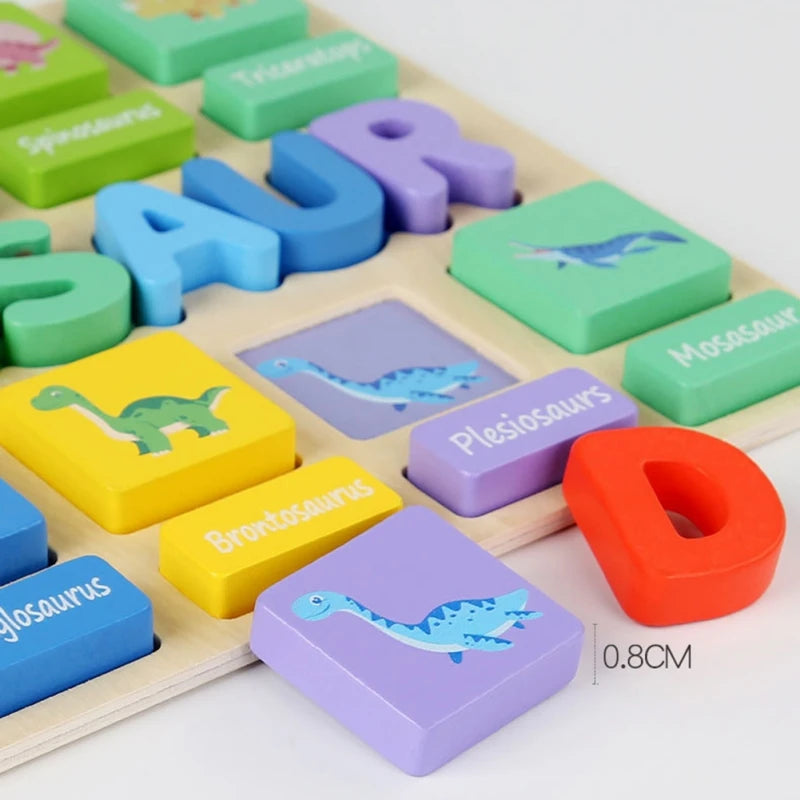 Baby Puzzle Toys Name Puzzle With Animals Sorter Early Learning Wooden Jigsaw Alphabet Puzzles Preschool Educational Infant Gift