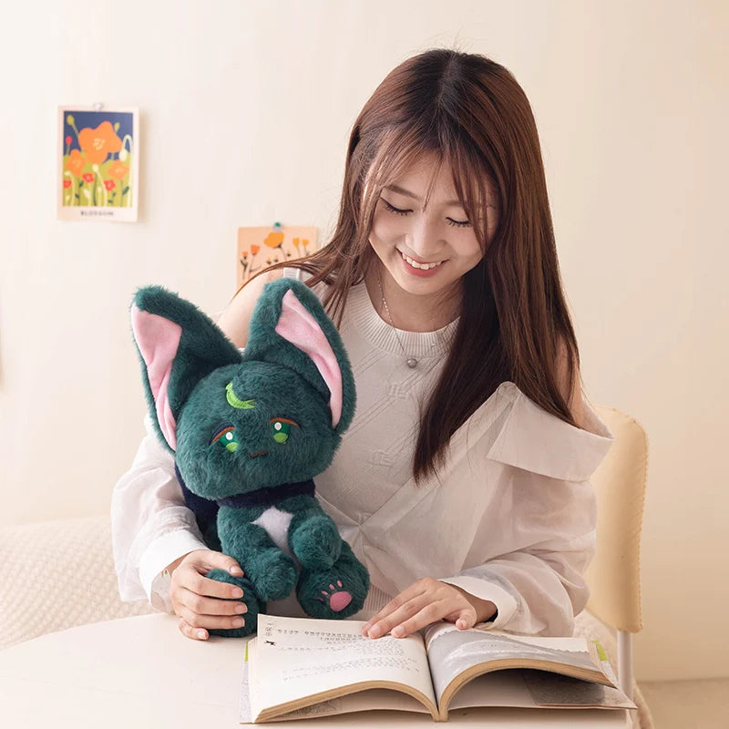 Game Genshin Black Cat Fluffy Impact Wanderer Pet Plush Toy Scaramouche Cat Cosplay Doll Soft Stuffed Pillow Christmas Gift