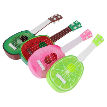 Adjustable String Knob Simulation Fruit Ukulele Toy 4 Strings Playable Musical Instrument Toy Classical Durable Small Guitar Toy