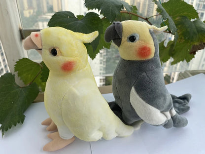 Simulation Soft Mini Size Lifelike Grey Cockatiel Plush Toys Real Life Soft Yellow Parrot Birds Stuffed Animals Toy Dolls Gifts