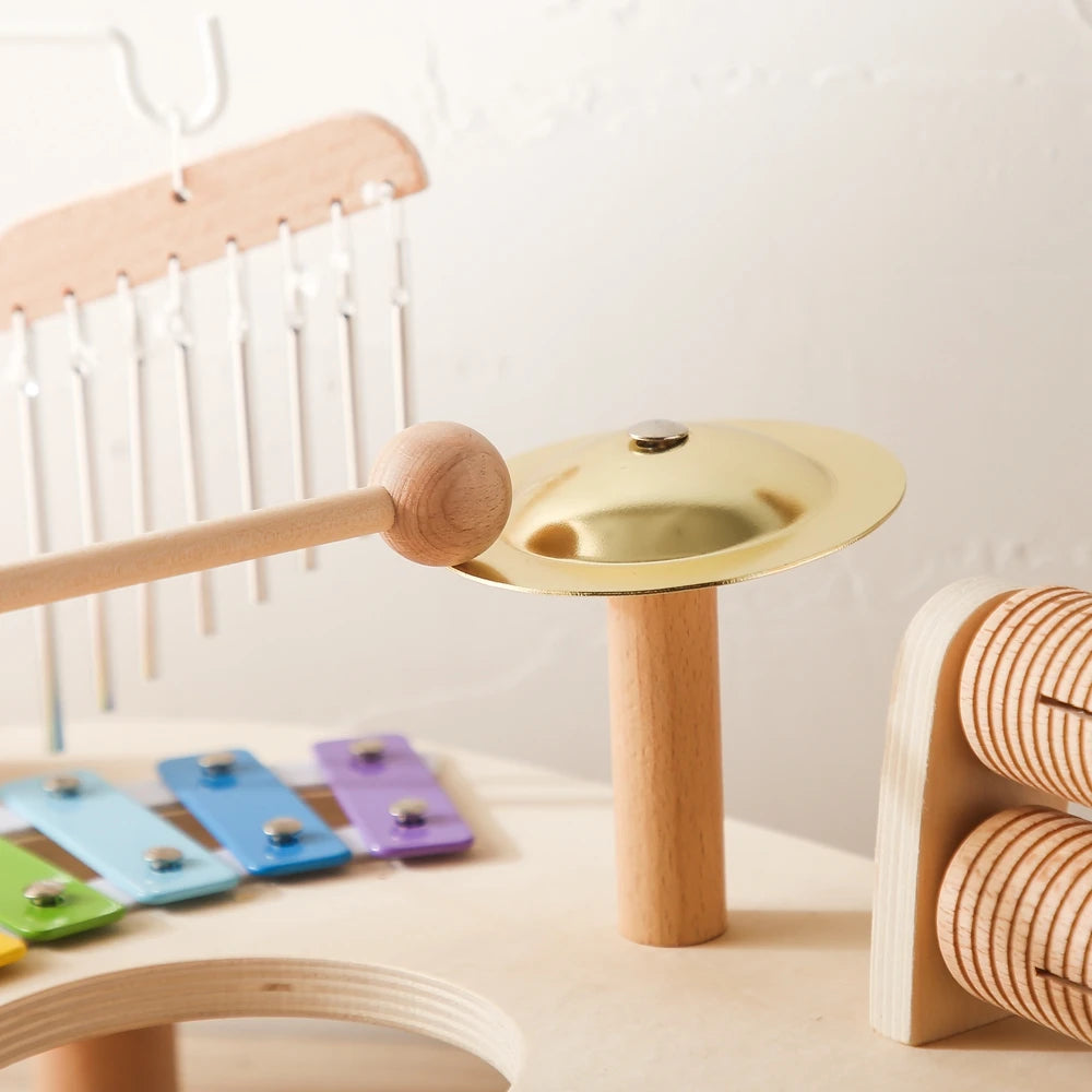 Baby Aeolian Bells Rattle Montessori Educational Toys Children Musical Toys Kids Drum kit Music Table Wooden Musical Instruments