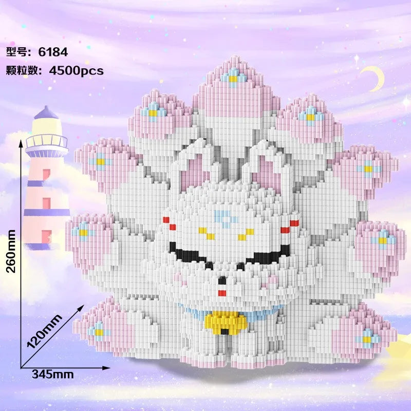 26cm Nine tailed Fox Building Block Toy Cartoon Character Small Particle Construction Model Toy for Children&