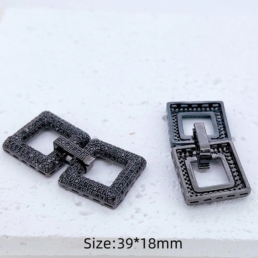 1 Pcs Wholesale Micro-set Square Necklace Bracelet Clasp Jewelry Accessories Full Zirconium Connecting Clasp DlY Accessories
