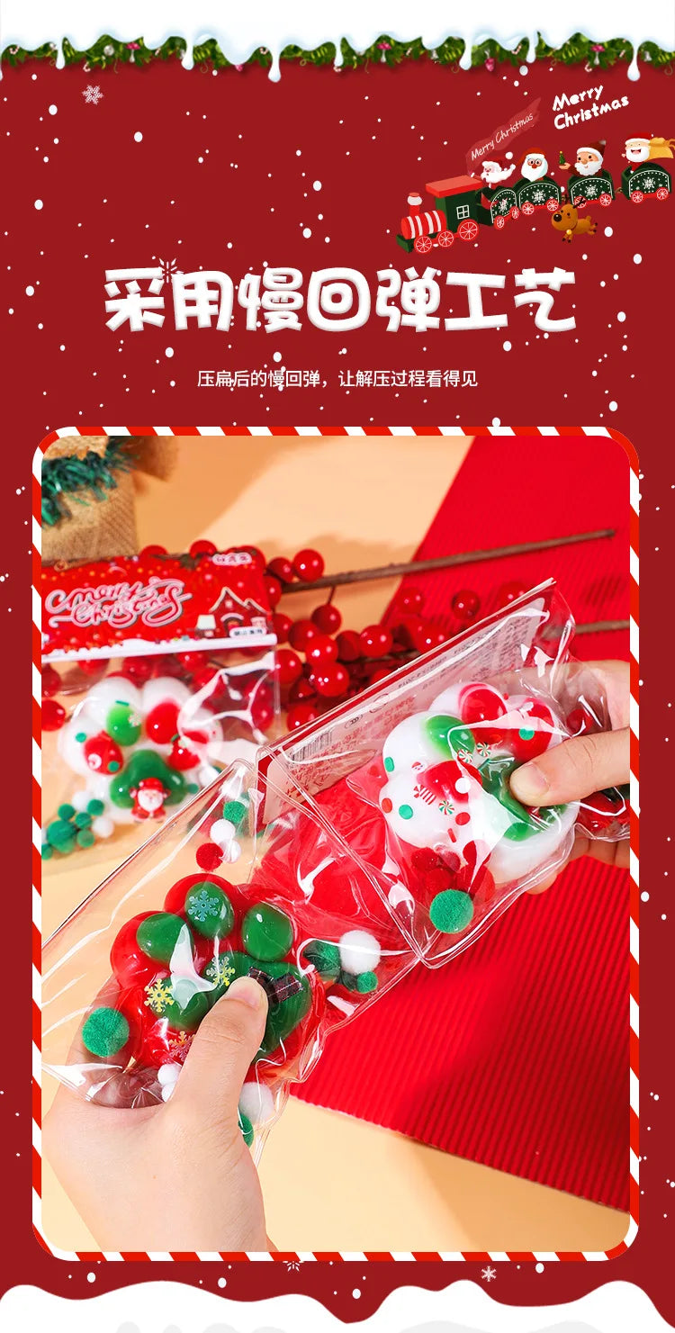 Christmas Cute Cat Paw Mochi Squishy Fidget Toys Plush Sensory Silicone Slow Rebound Pinch Decompression Toy Stress Release Toys