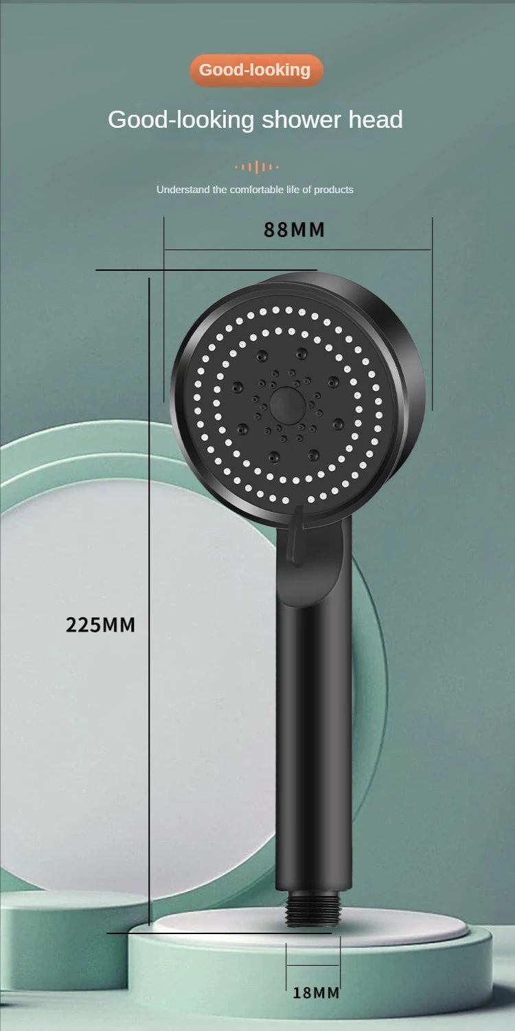 Turbo Bathroom Shower Head Strong Current Shower Heads High Pressure Powerful Rain Shower Head 5 Modes Universal Shower Head Set