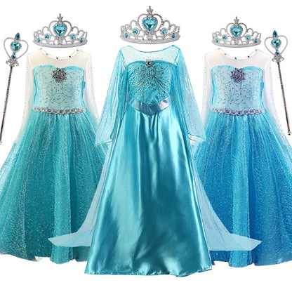 Elsa Dress for Girls 3-10 Yrs Birthday Role Elsa Princess Dress For Kids Halloween Carnival Easter Party Cosplay Girls Costume