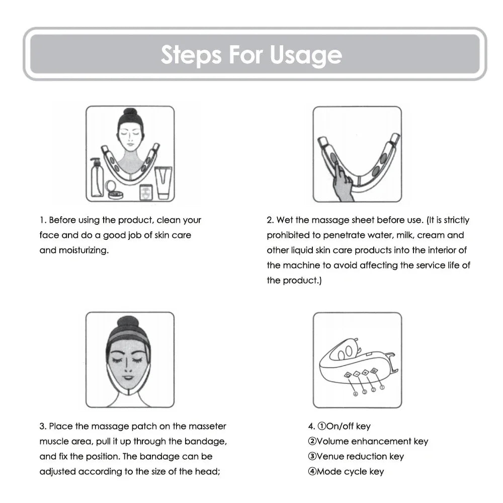 V Face Massager Portable Facial Massage Device Facial Lifting Slimming Massage Double Chin V Face Shaped Cheek Lift Belt Machine